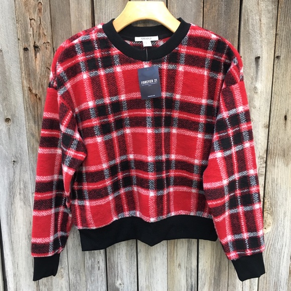 Forever 21 Sweaters - NWT Forever 21 Tartan Plaid Sweater Red S